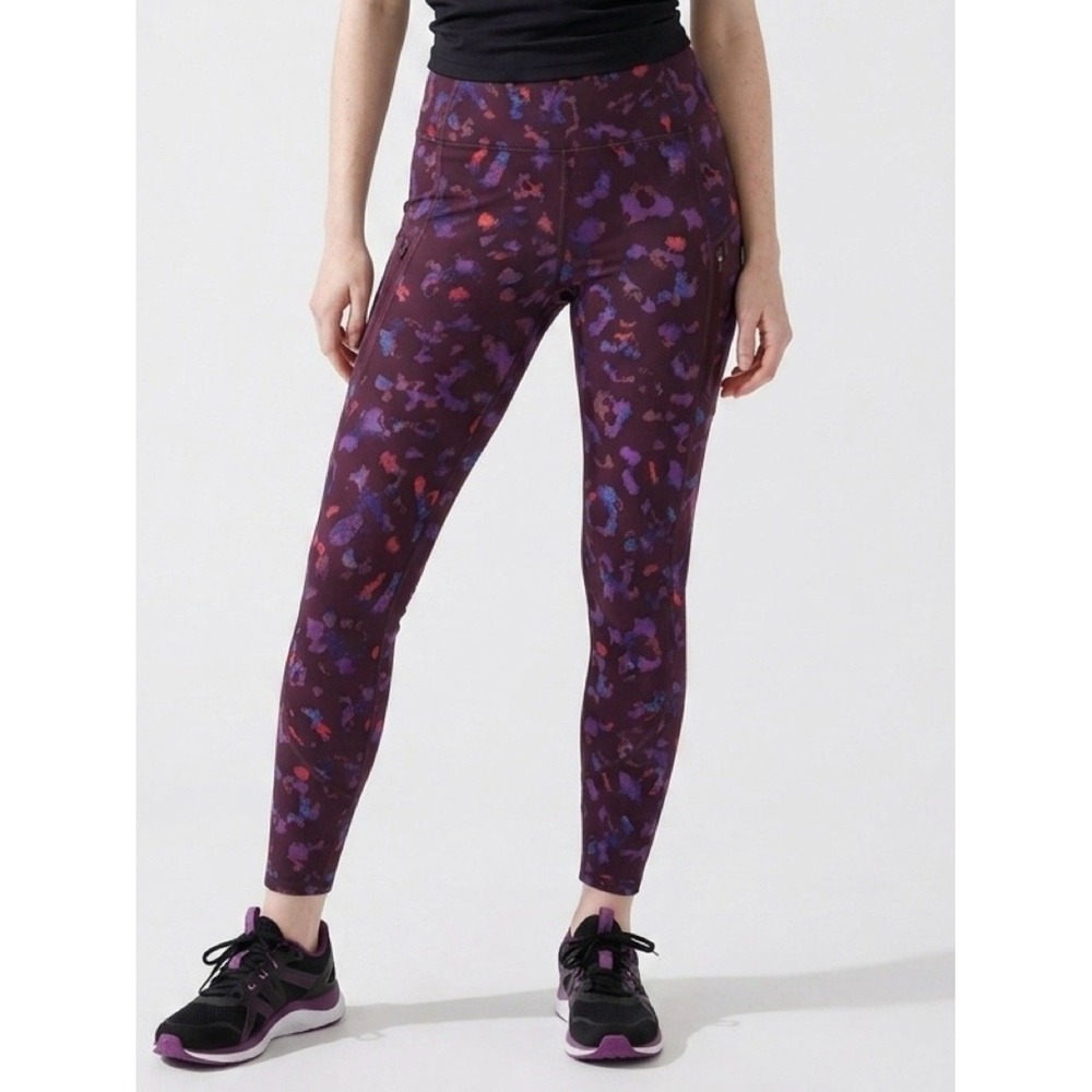Athleta‎ Rainier Leopard Tight Size Medium Athleisure Colorful Yoga Leggings